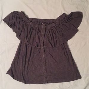 American Eagle Grey Off The Shoulder Top